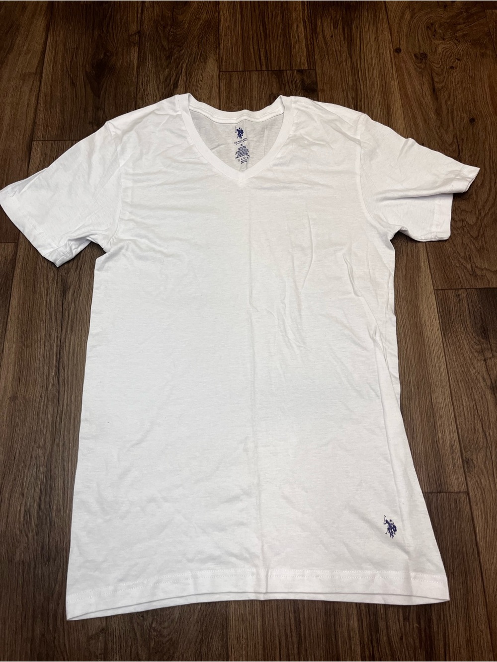 U.S. Polo Assn. Men's White V-Neck Short Sleeve Tee with Embroidered Logo